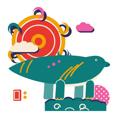 Shantungosaurus — Wind gyre sun dinosaur sticker