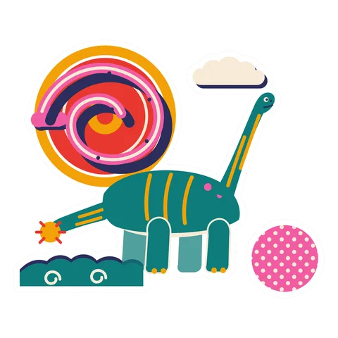 Shunosaurus — Ribbon spiral sun dinosaur sticker