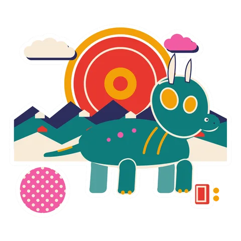 Torosaurus — Mountain horizon sun dinosaur sticker