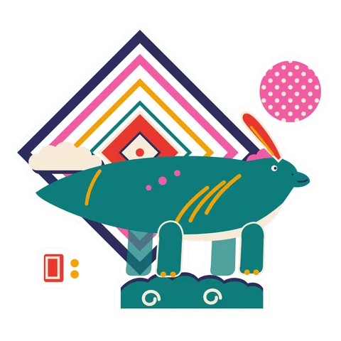Tsintaosaurus — Concentric squares sun dinosaur sticker