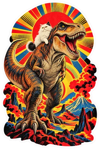 Tyrannosaurus rex — With a cat dinosaur sticker
