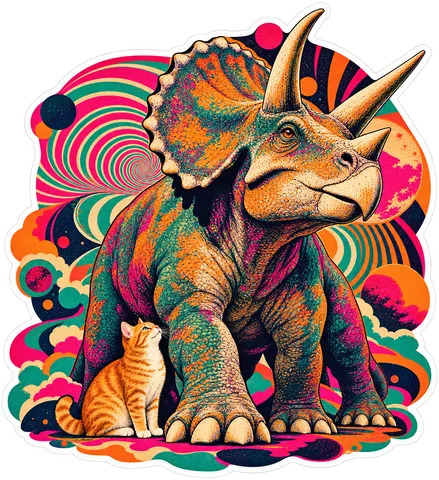 Triceratops — With a cat dinosaur sticker