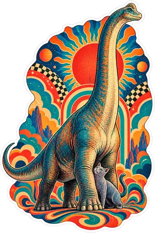 Brachiosaurus — With a cat dinosaur sticker