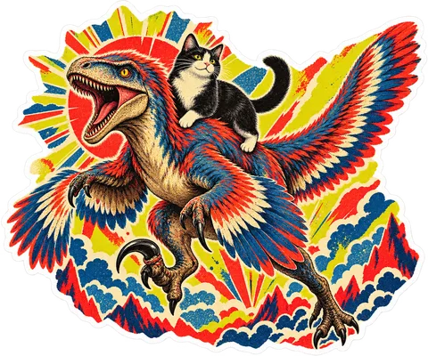 Velociraptor — With a cat dinosaur sticker