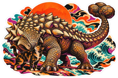 Ankylosaurus — With a cat dinosaur sticker