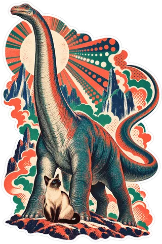 Diplodocus — With a cat dinosaur sticker