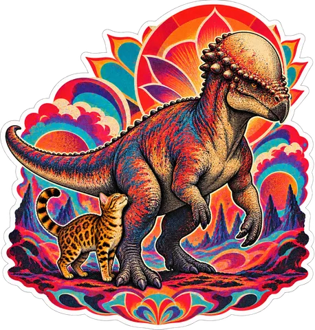 Pachycephalosaurus — With a cat dinosaur sticker