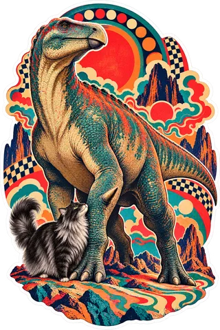 Iguanodon — With a cat dinosaur sticker