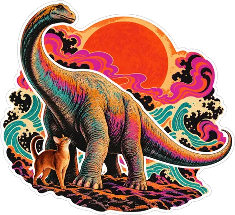 Apatosaurus — With a cat dinosaur sticker