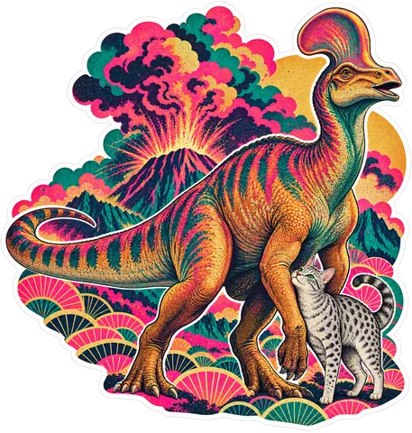 Corythosaurus — With a cat dinosaur sticker