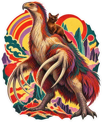 Therizinosaurus — With a cat dinosaur sticker