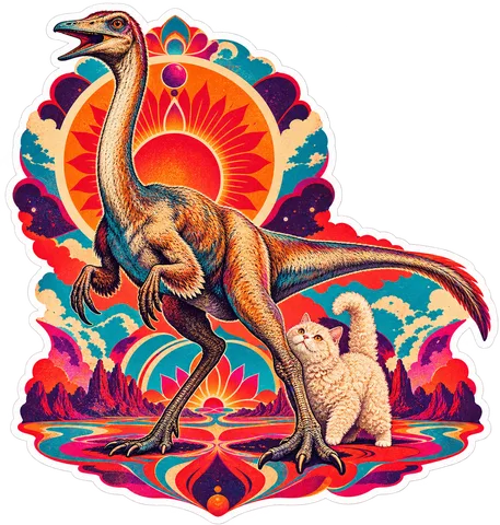 Gallimimus — With a cat dinosaur sticker