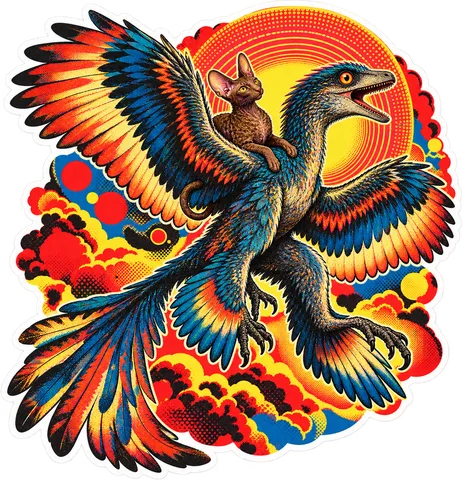 Microraptor — With a cat dinosaur sticker