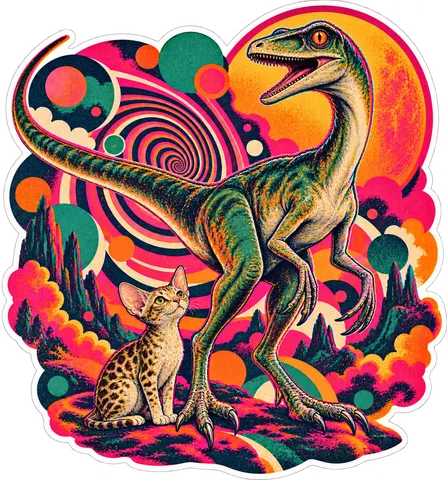 Compsognathus — With a cat dinosaur sticker