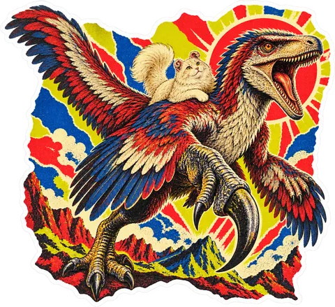 Utahraptor — With a cat dinosaur sticker
