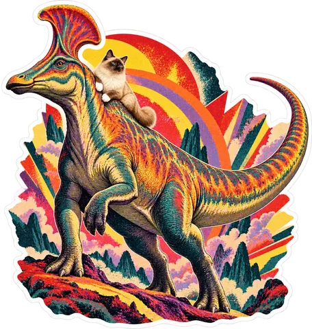 Lambeosaurus — With a cat dinosaur sticker