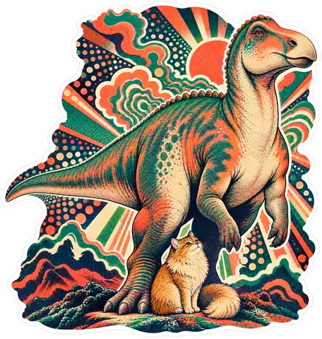 Maiasaura — With a cat dinosaur sticker