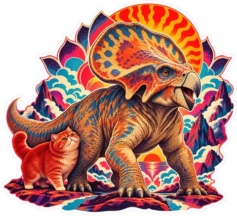 Protoceratops — With a cat dinosaur sticker