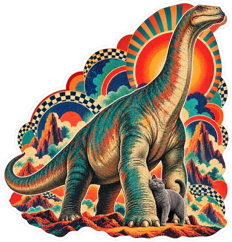 Dreadnoughtus — With a cat dinosaur sticker