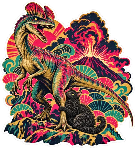 Dilophosaurus — With a cat dinosaur sticker