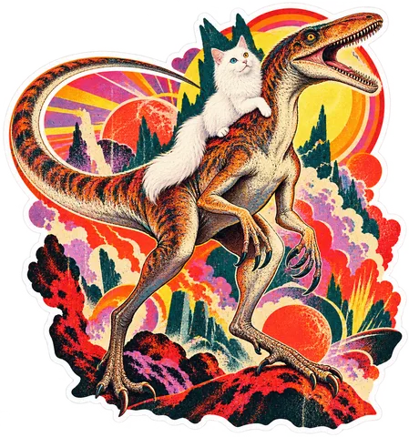 Coelophysis — With a cat dinosaur sticker