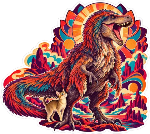 Yutyrannus — With a cat dinosaur sticker