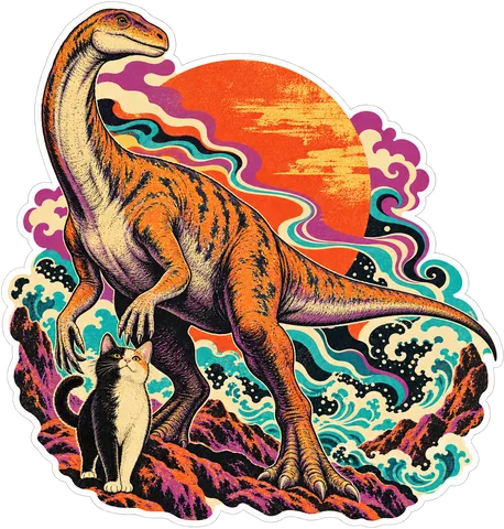 Plateosaurus — With a cat dinosaur sticker