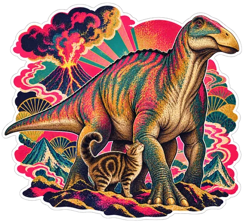 Shantungosaurus — With a cat dinosaur sticker