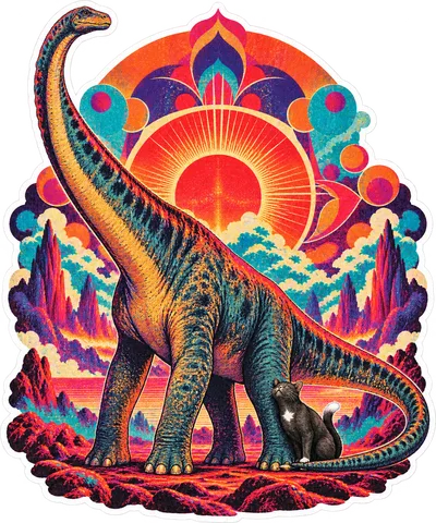 Mamenchisaurus — With a cat dinosaur sticker