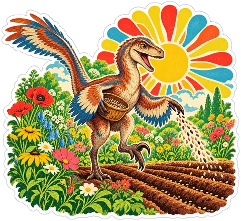 Velociraptor — In the garden dinosaur sticker