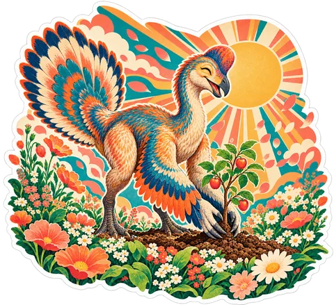 Oviraptor — In the garden dinosaur sticker