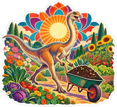 Gallimimus — In the garden dinosaur sticker