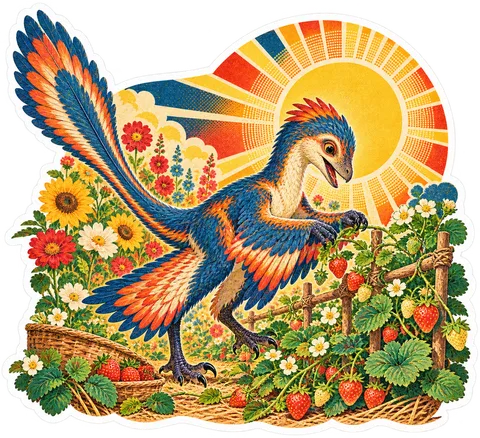 Microraptor — In the garden dinosaur sticker