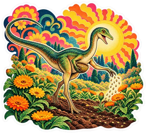 Compsognathus — In the garden dinosaur sticker