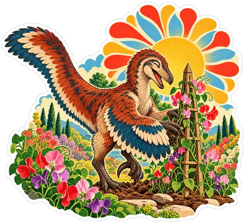 Utahraptor — In the garden dinosaur sticker