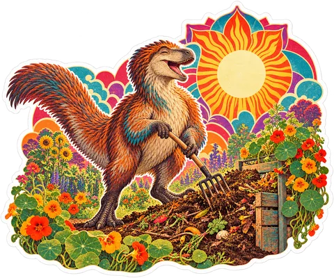 Yutyrannus — In the garden dinosaur sticker