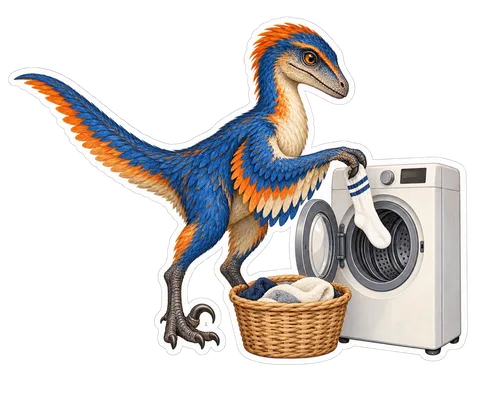 Velociraptor — At a laundromat dinosaur sticker