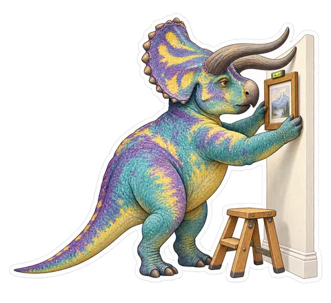 Nasutoceratops — Hanging a small framed picture on one short patch of wall dinosaur sticker
