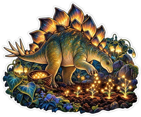 Star seed sowing — Stegosaurus dinosaur sticker