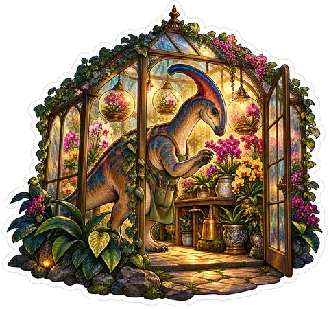 Orchid greenhouse — Parasaurolophus dinosaur sticker