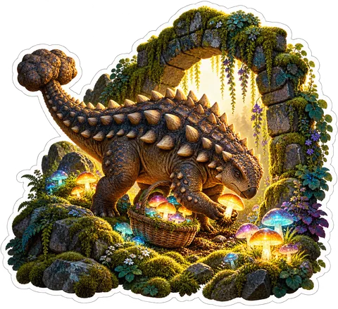 Mushroom harvest — Ankylosaurus dinosaur sticker