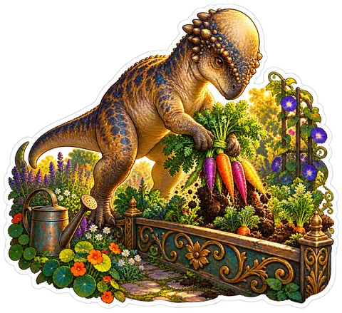 Rainbow carrots — Pachycephalosaurus dinosaur sticker