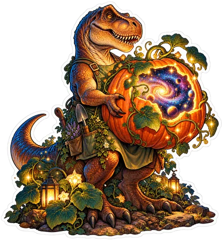 Pumpkin galaxy — Tyrannosaurus dinosaur sticker