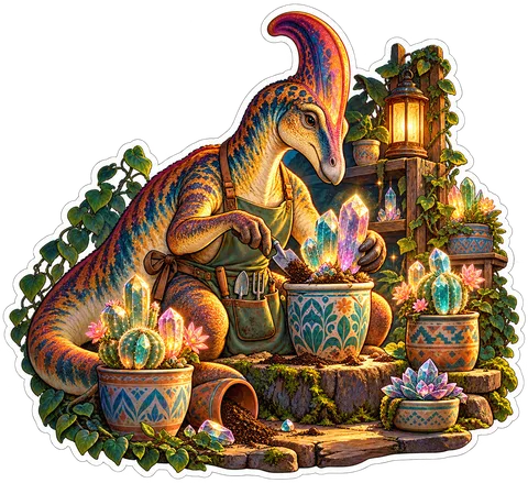 Crystal cactus — Corythosaurus dinosaur sticker