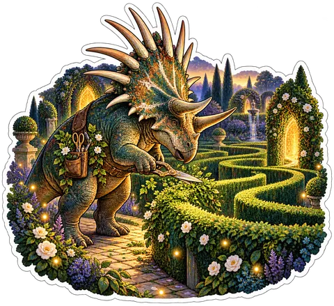 Glowing hedge maze — Styracosaurus dinosaur sticker