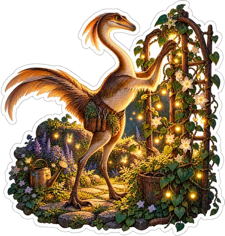Firefly vine — Gallimimus dinosaur sticker