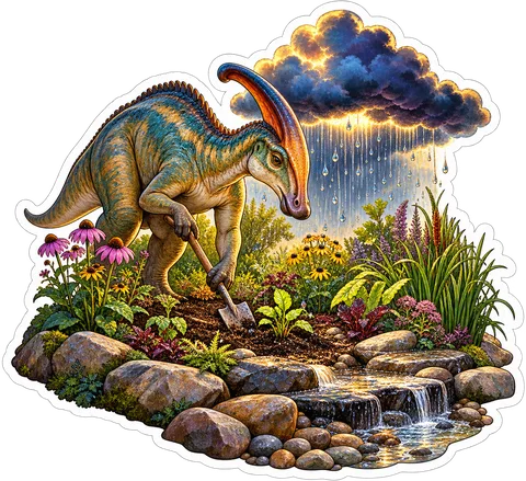 Rain garden — Hadrosaurus dinosaur sticker