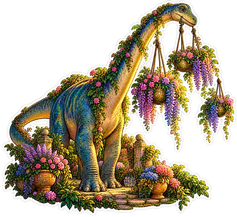 Floating planters — Diplodocus dinosaur sticker