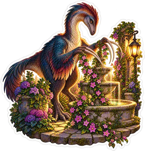 Fountain vines — Therizinosaurus dinosaur sticker