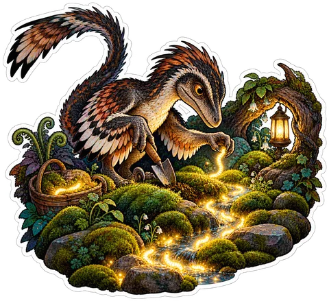 Glowworm garden — Deinonychus dinosaur sticker